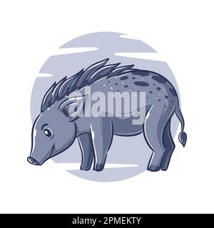 Vector hand drawn hog cartoon character Stock Vector