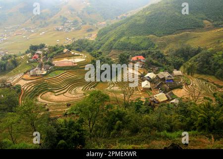 Rice Paddies in the landscape. Photographed in northwestern Vietnam Stock Photo