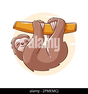 Vector hand drawn sloth cartoon character Stock Vector