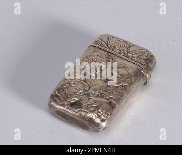 Five Stages of Life Matchsafe; USA; plated brass; 6 x 3.9 x 1.2 cm (2 3/8 x 1 9/16 x 1/2 in. ) Stock Photo