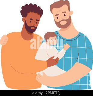 Cartoon vector illustration of a gay interracial couple Stock Vector ...