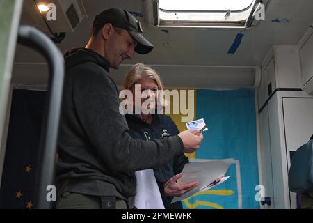 KYIV, UKRAINE - APRIL 12, 2023 - US Senator Lisa Murkowski is pictured on a visit to Kyiv, capital of Ukraine. Stock Photo