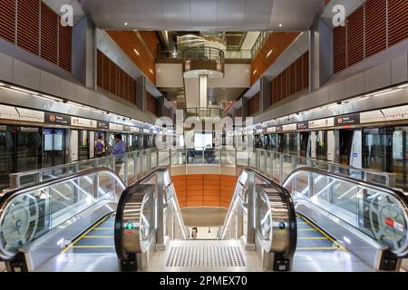 Singapore – February 4, 2023: Metro underground station Woodlands of ...