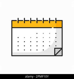 Wall calendar page paper sheet with month schedule. Vector notepad doodle mockup, planning diary schedule agenda on spiral bind Stock Vector