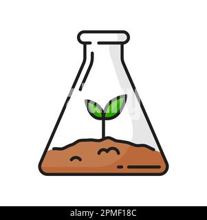 Plant growth, agriculture science color line icon. Plant cultivation outline vector sign with seedling in flask, farming or gardening pictogram. Sapli Stock Vector