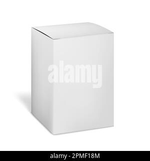 Blank carton box isolated on white background, vector mockup. Paper cardboard package. Mock-up for design Stock Vector