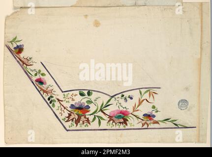 Drawing, Design for the Embroidery of a Man's Waistcoat, Unfinished; France; graphite, brush and gouache on paper; 25.2 × 37.4 cm (9 15/16 × 14 3/4 in.) Stock Photo