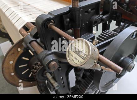 George Orme of Oldham, Ormes patent PICKS counter, cotton weaving machines, Burnley, Lancashire, England, UK Stock Photo