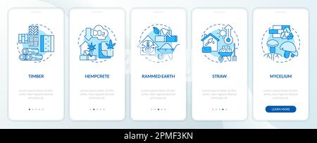 Bio based building materials blue onboarding mobile app screen Stock Vector