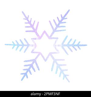 Snowflake in doodle style for winter design. Hand drawn snowflake isolated on whit background. Snowflake icon. Drawing snow. Symbol winter texture Stock Vector