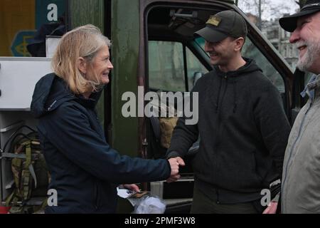 Non Exclusive: KYIV, UKRAINE - APRIL 12, 2023 - US Senator Lisa Murkowski is pictured on a visit to Kyiv, capital of Ukraine. Stock Photo