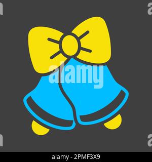 Wedding, Christmas bells isolated glyph on dark background icon. Vector illustration, romance elements. Sticker, patch, badge, card for marriage, vale Stock Vector