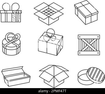 Packaging cardboard boxes, gifts and presents Stock Vector