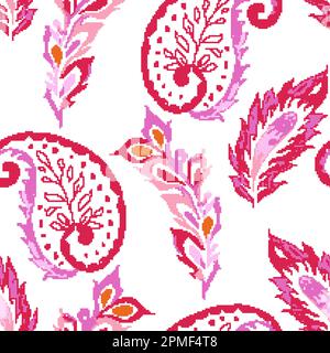 Pixelated blooming flowers and leaves, blossom Stock Vector
