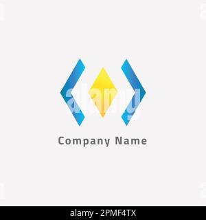 Hexagon logo with a diamond in the center. Stock Vector