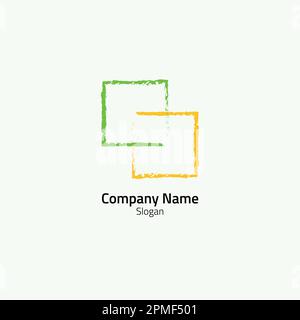 Abstract logo of two colorful squares. Stock Vector