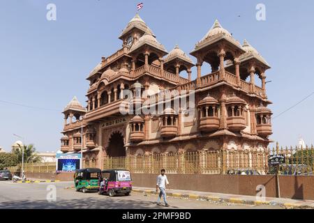 India, Gujarat, Gondal, Shri Swaminarayan Mandir temple entrance door Stock Photo