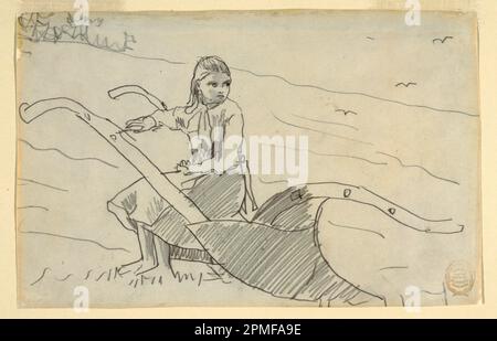 Drawing, Girl Seated on a Plow; Winslow Homer (American, 1836–1910); USA; graphite on paper; 15 × 23.5 cm (5 7/8 × 9 1/4 in.) Stock Photo