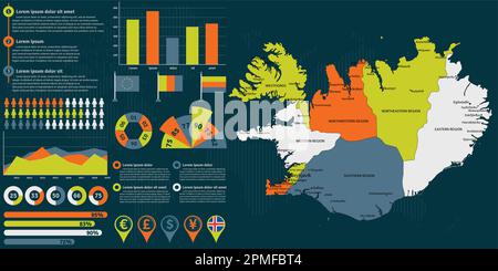Detailed Iceland map with infographic elements. Vector illustration ...