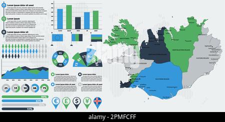 Detailed Iceland map with infographic elements. Vector illustration ...