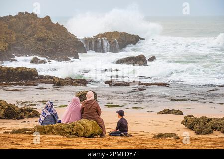 Morocco, province of Sidi Bennour, Oualidia, the beach Stock Photo