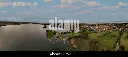 Hornsea Mere, Hormsea, East Riding, Yorkshire Aerial view hornsea mere panoramic hornsea mere, Stock Photo