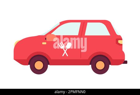 Food delivery vehicle semi flat colour vector object Stock Vector