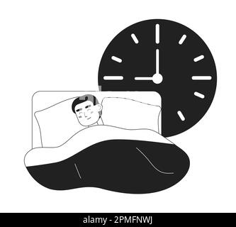 Get enough sleep monochrome concept vector spot illustration Stock Vector