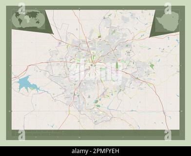 Harare, city of Zimbabwe. Open Street Map. Corner auxiliary location maps Stock Photo