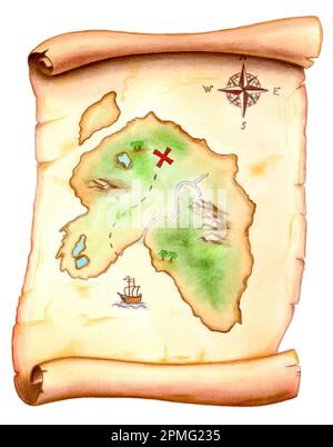 map of pirate treasure island Stock Photo - Alamy