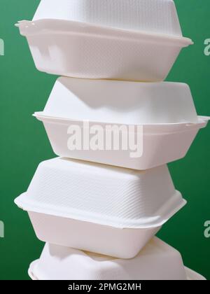 Burger box with pink flower as a concept of eco- friendly catering  tableware Stock Photo - Alamy