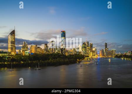 skyline of Brisbane, the capital of Queensland in Australia Stock Photo