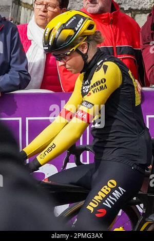 Overijse, Belgium. April 12, 2023.  Illustration picture shows Fem Van Empel of Team Jumbo - Visma @ the BRABANTSE PIJL women cycling race, 141,2 km from LENNIK to OVERIJSE, Wednesday April 12th 2023. PHOTO SPORTPIX | Thijs Wintein Stock Photo