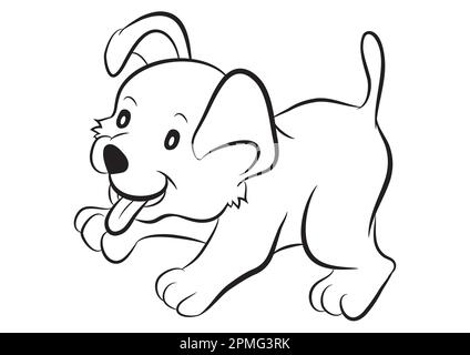 Black and White Cartoon Dog Stock Vector