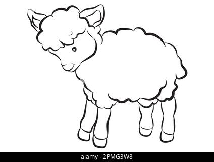 Black and White Cartoon Sheep Stock Vector