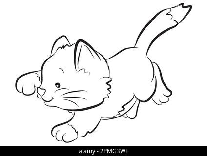 Black and White Cartoon Kitten Stock Vector