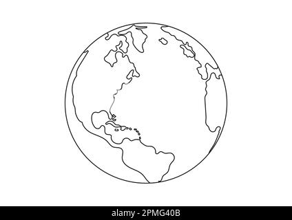 Black And White Planet Earth Clipart Vector. Coloring Page Of Planet Earth Stock Vector