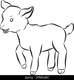 Black and White Clipart Goat Stock Vector