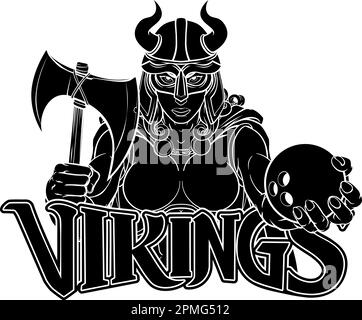 Viking Female Gladiator Bowling Warrior Woman Stock Vector