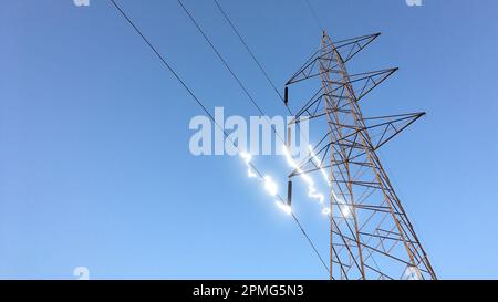 A high tension power transmission tower Stock Photo