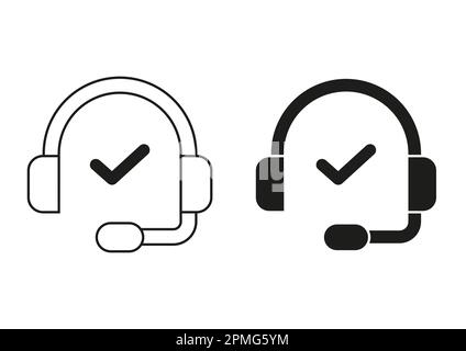 Black And White Call Center Flat Icon Vector Stock Vector