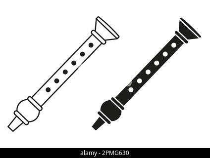 Black And White Flute Icon Flat Design Vector Stock Vector