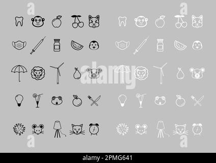 Black And White Of Different Icons Collection Vector Stock Vector