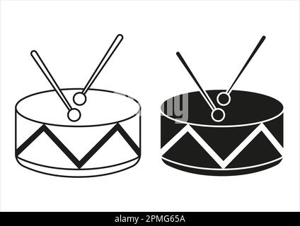 Black And White Drum Icon Flat Design Vector Stock Vector