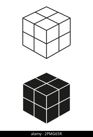 Black And White Cube Toy Icon Flat Design Vector Stock Vector