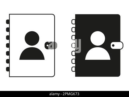 Black And White Phone Book Icon Flat Design Vector Stock Vector