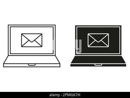 Black And White NoteBook With Email Icon Flat Design Stock Vector