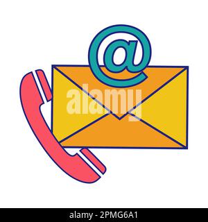 Contact Support Icon Flat Design Vector. Email And Phone Icon Stock Vector