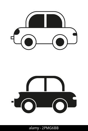 Black And White Toy Car Icon Flat Design Vector Stock Vector