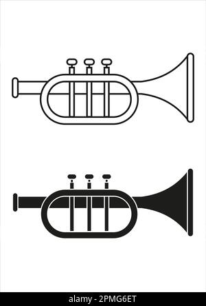 Trumpet icon. Outline trumpet vector icon for web design isolated